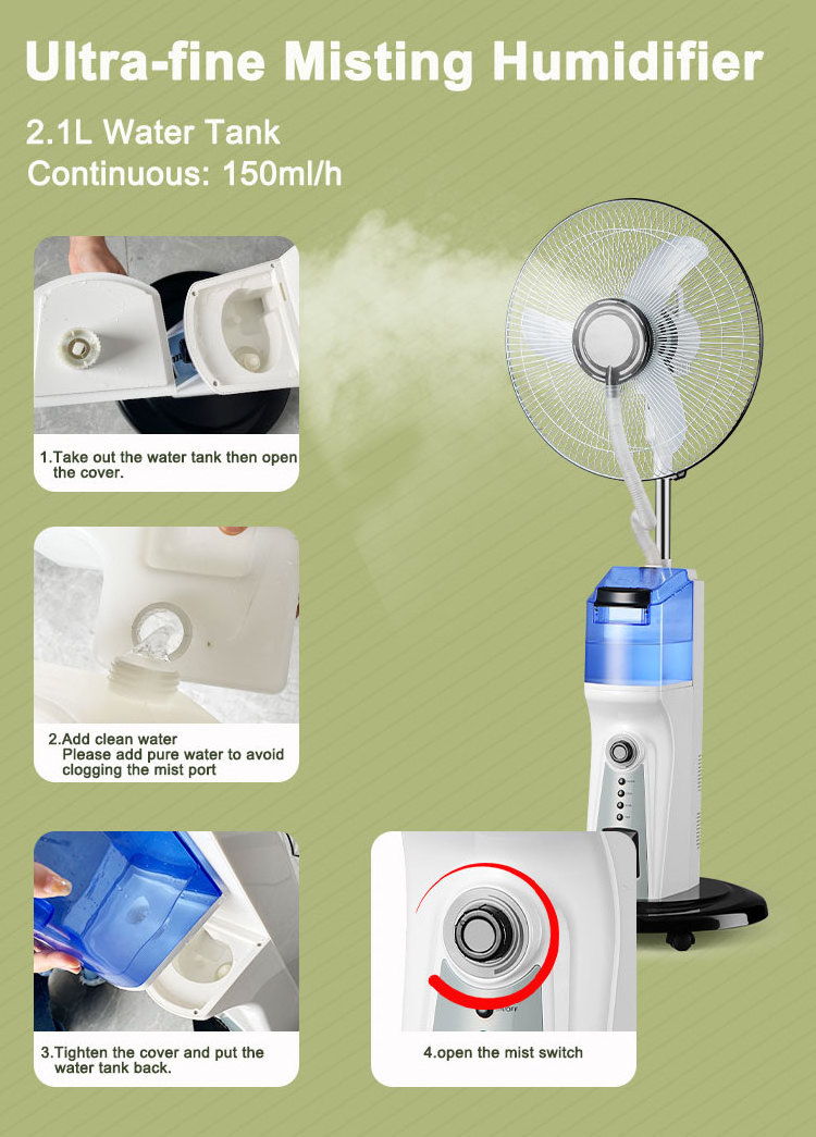 CHANGRONG Rechargeable 16 Inch Standing Sprayer Fan  With Remote Outdoor Mist Cooling Fan