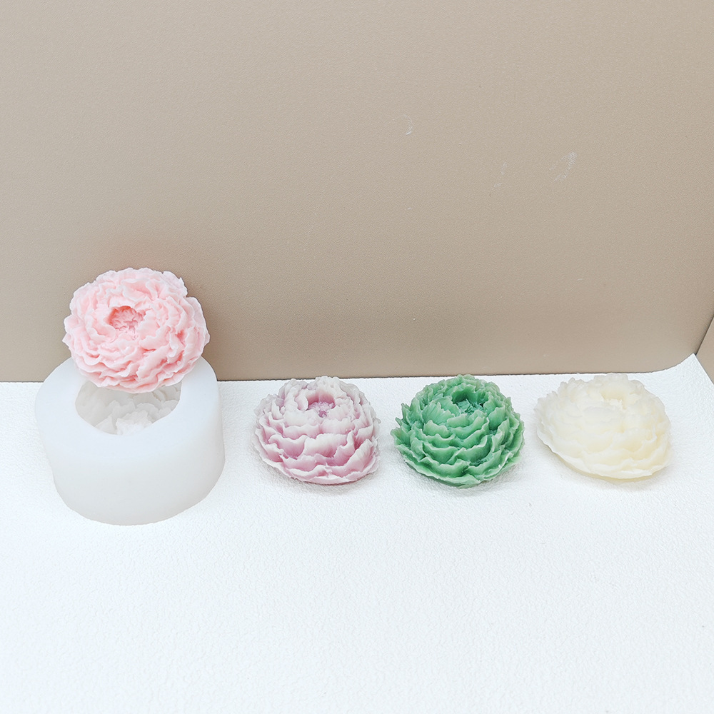 DIY Peony Bud Flowers Handmade Scented Candle Mold Glue Ornaments Cake Plaster Decoration Silicone Mold Home Decor Gift