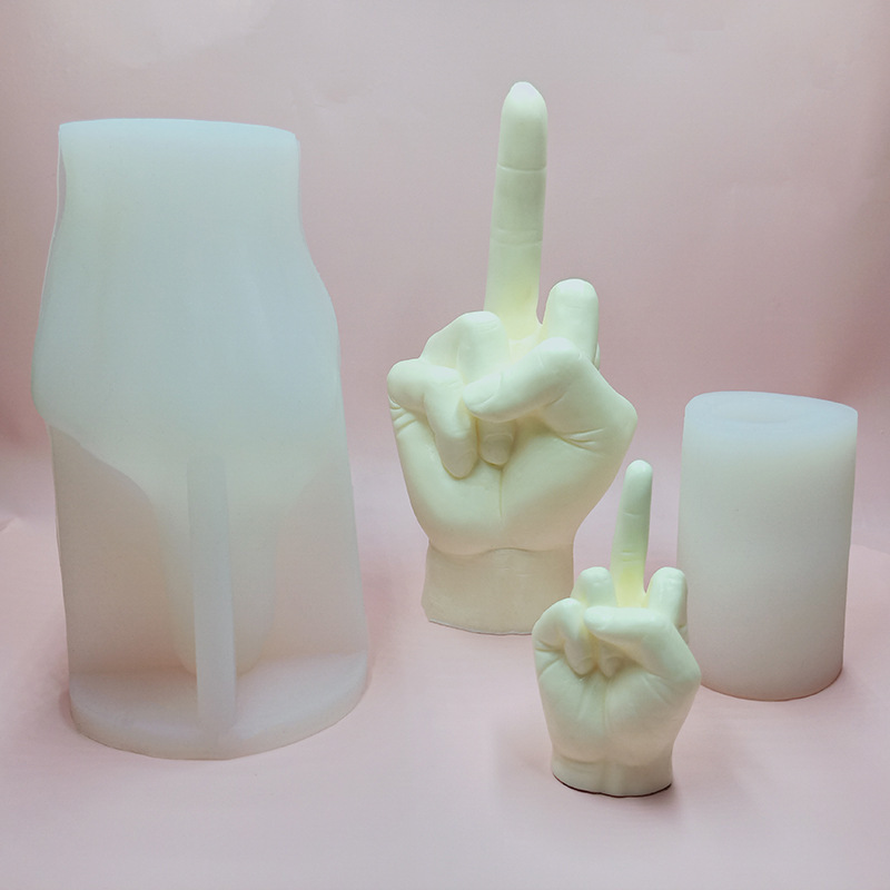 Erect middle Finger Gesture Candle Silicone Mold  Finger Candle Molds for Candle Making