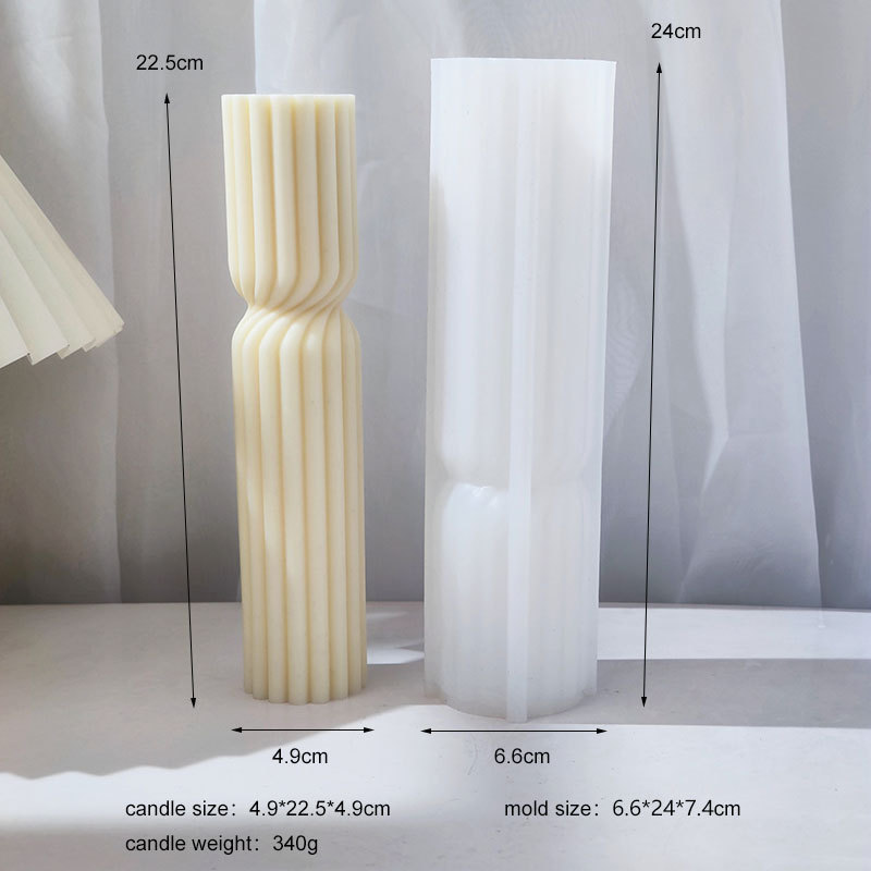 Striped Pillar Candle Mold Cylindrical Aesthetic Silicone Mould Soy Wax Geometric Abstract Gypsum Candle Making Molds