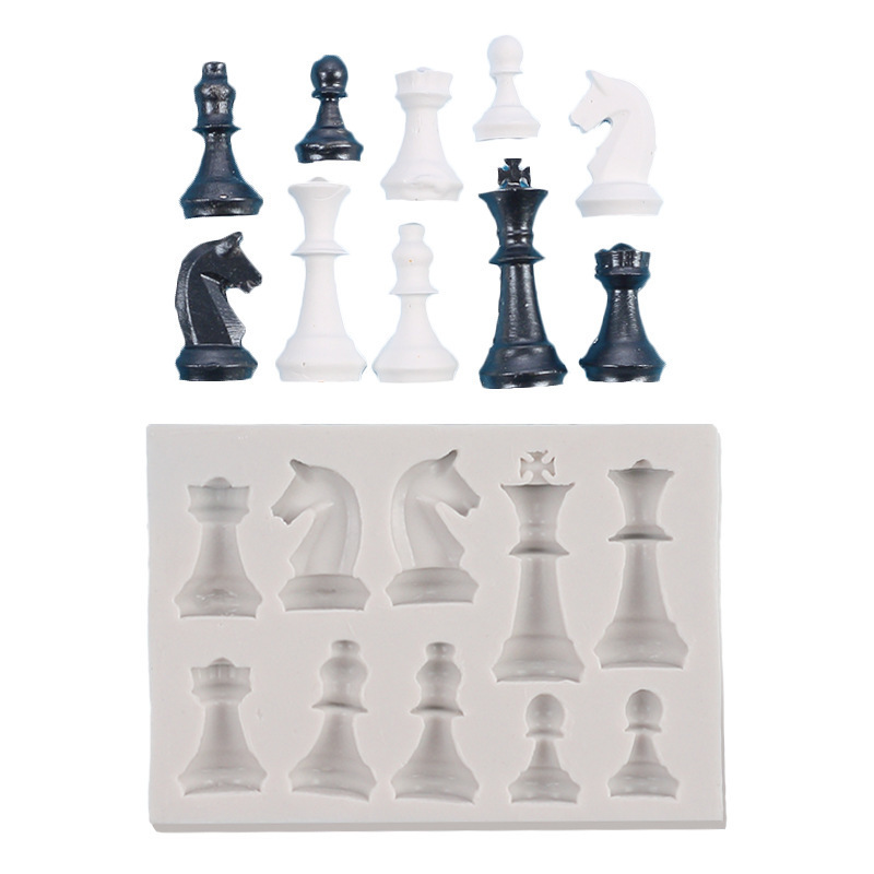 DIY Chess Chocolate Silicone Mold Creative Crystal Glue Chess Pieces Aromatherapy Candle Ornaments Resin Gypsum Grinding Tool