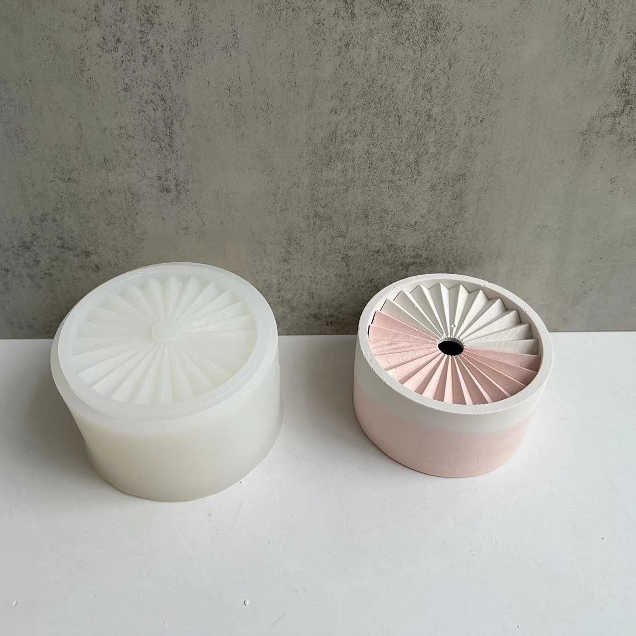 Round Candle Jar Concrete Mold DIY Handmade Fragrance Candle Wax Storage Box Cement Plaster Incense Burner Silicone Molds Decor