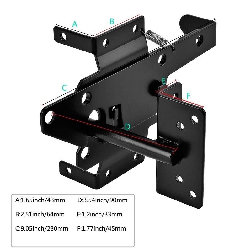 Self Locking  Post Mount Automatic Gravity Lever Wood Fence Gate Latches with Steel Gate Latch to Secure Pool