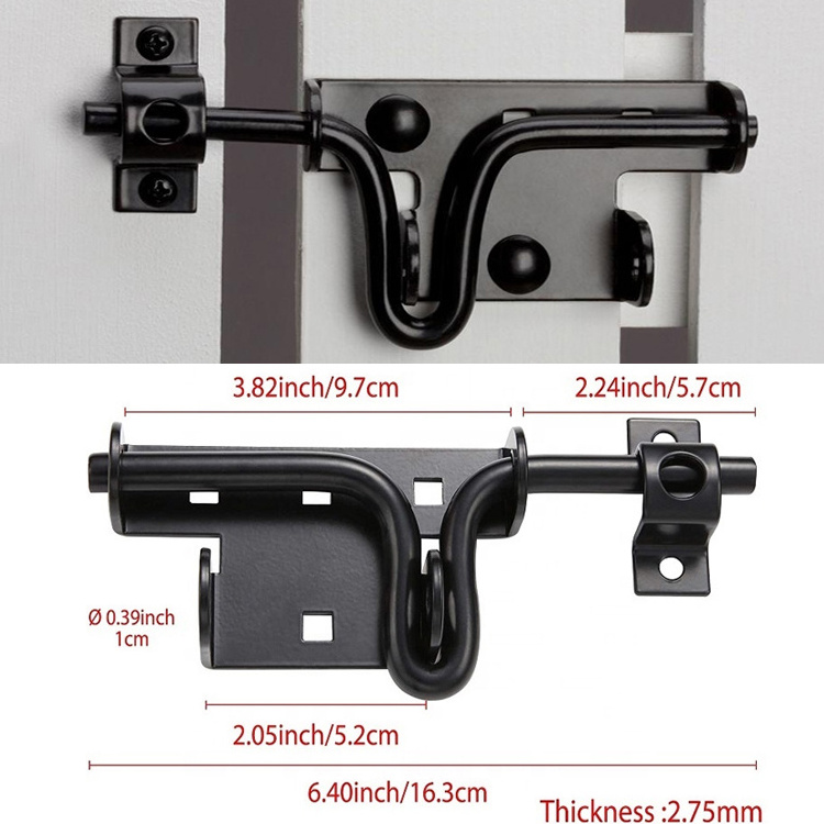 HILLMASTER Outdoor Heavy Duty Door Security Black Fence Sliding Bolt Door Gate Latch