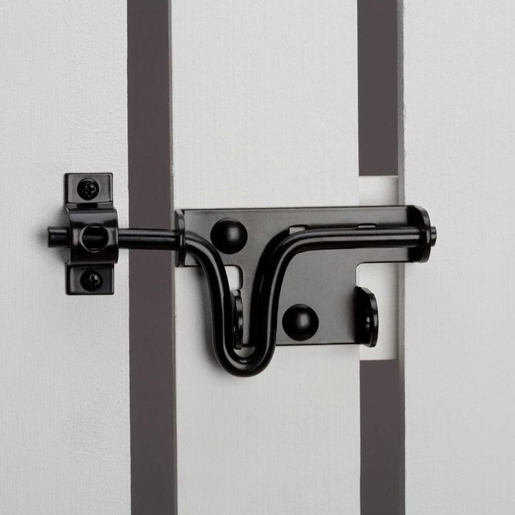 HILLMASTER Outdoor Heavy Duty Door Security Black Fence Sliding Bolt Door Gate Latch