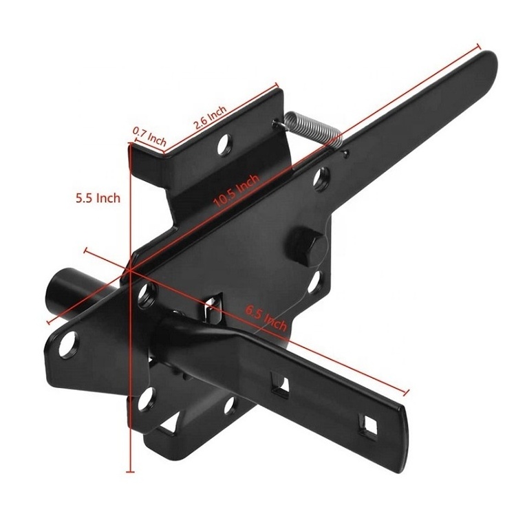 HILLMASTER Heavy Duty Self-Locking Gate Latch for Wooden Fence Post Mount Automatic Gate Lock Gravity Door Latch Hardware