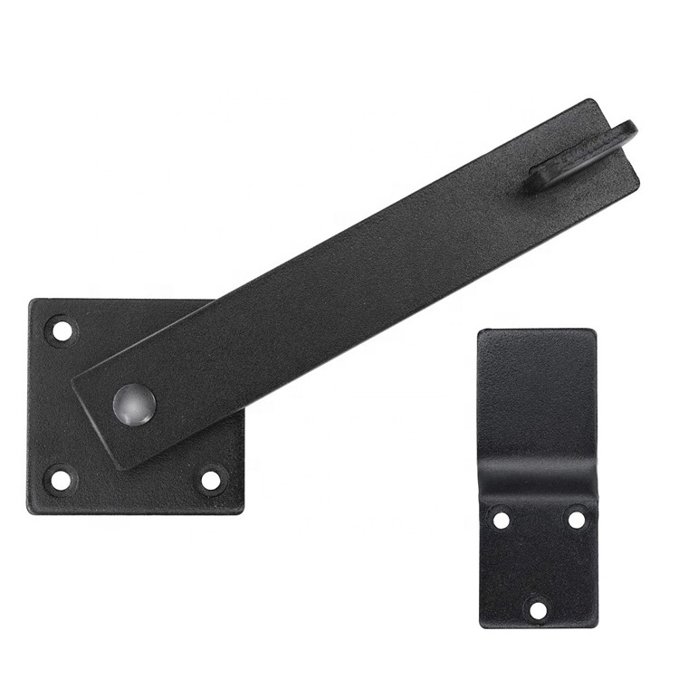 HILLMASTER 5.5 inch Heavy Duty Wrought Iron Matte Black Barn Door Flip Gate Latch