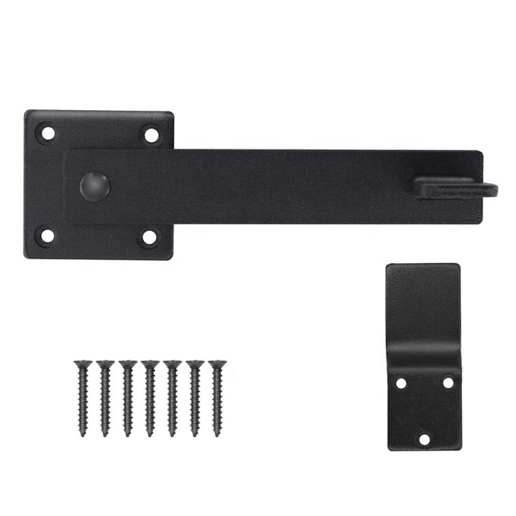 HILLMASTER 5.5 inch Heavy Duty Wrought Iron Matte Black Barn Door Flip Gate Latch