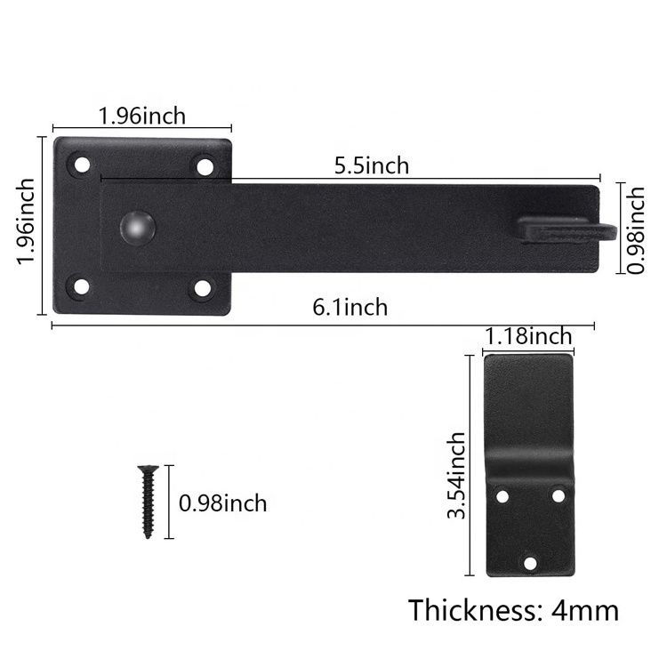 HILLMASTER 5.5 inch Heavy Duty Wrought Iron Matte Black Barn Door Flip Gate Latch