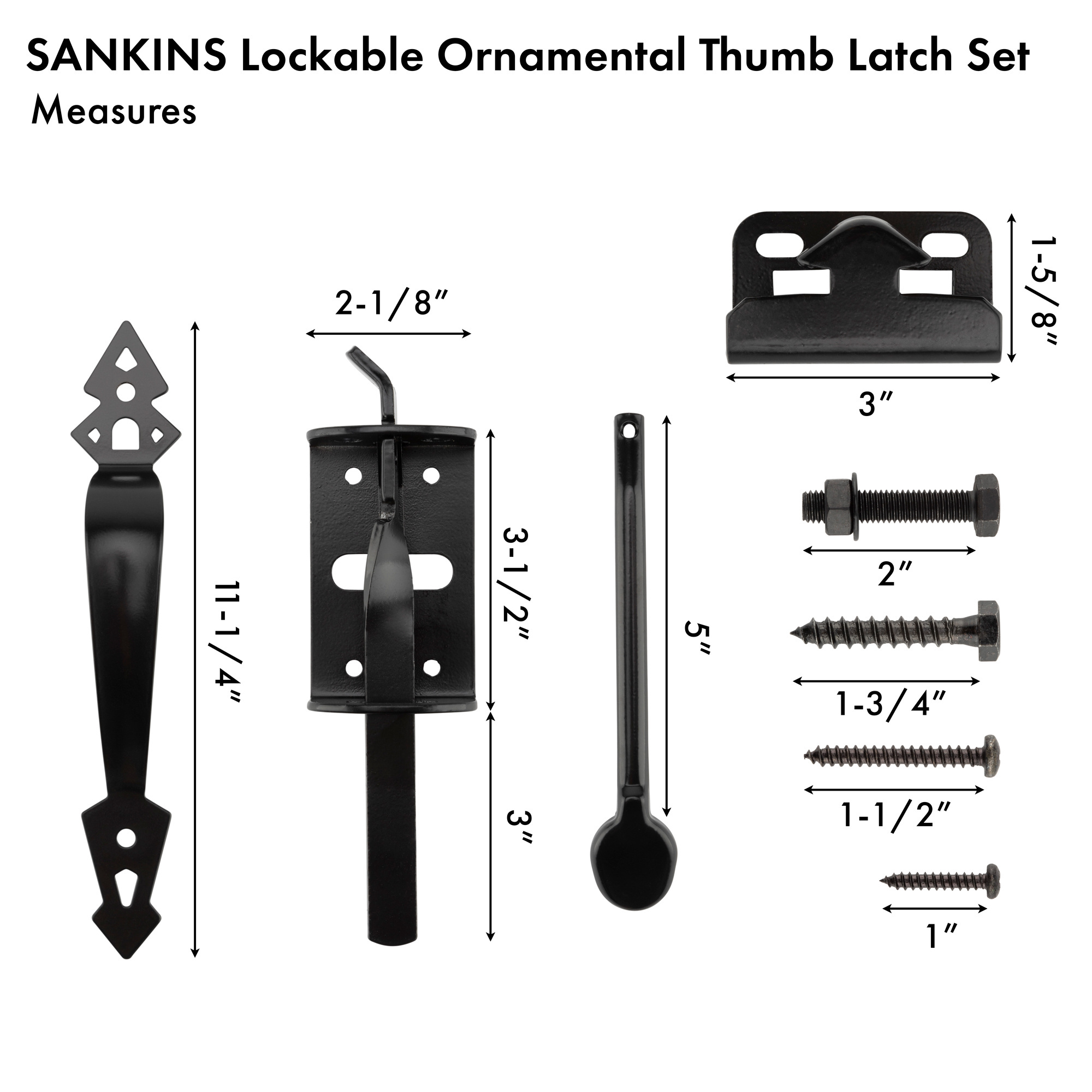 Gate Latch for Wooden Fence Heavy Duty Self Locking Latches with Handle Thumb Latch Hardware