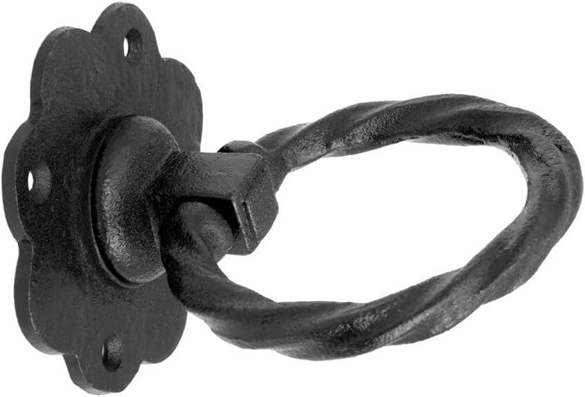 HILLMASTER Cabinet Pulls  Black Wrought Iron Ring Drawer Pulls