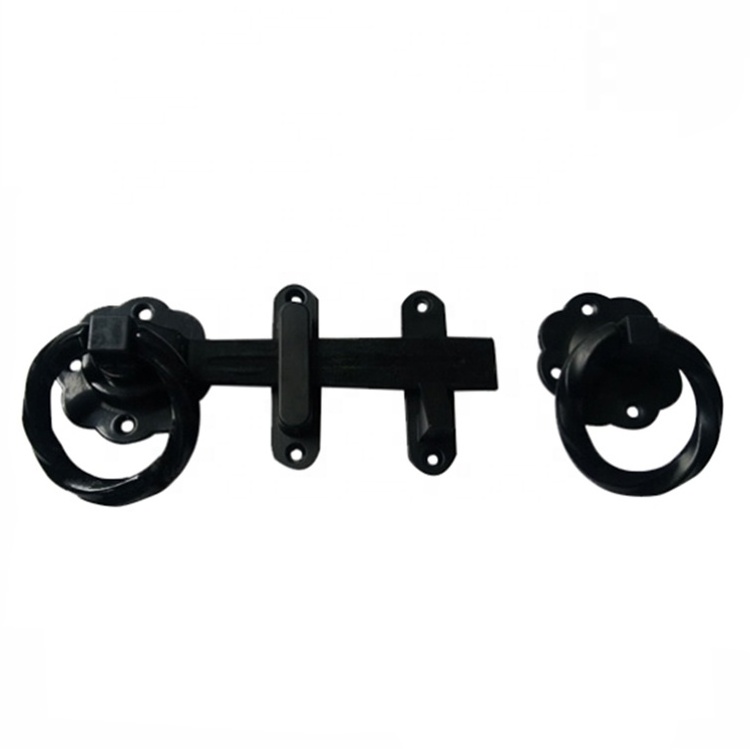 HILLMASTER Self Locking Automatic Gravity Black Twisted Ring Gate Latch