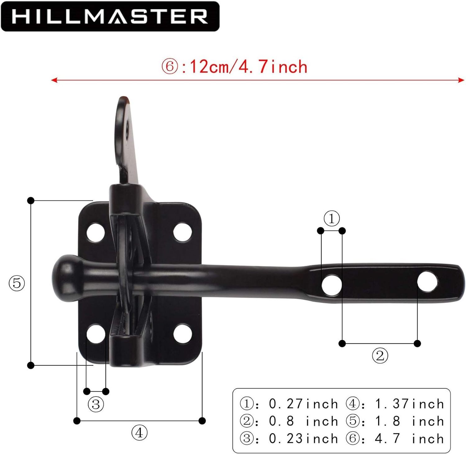 HILLMASTER Heavy Duty Gate Hardware Kit with Self Locking Gate Latch 2 PCS 6inch T-Hinges 1 PC 6.5inch Gate Handle