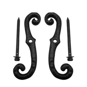 Black Shutter Dog Holders 6.5 Inches Long Antique Decorative S Style External Shutter Tieback Hardware Including Mounting Screw