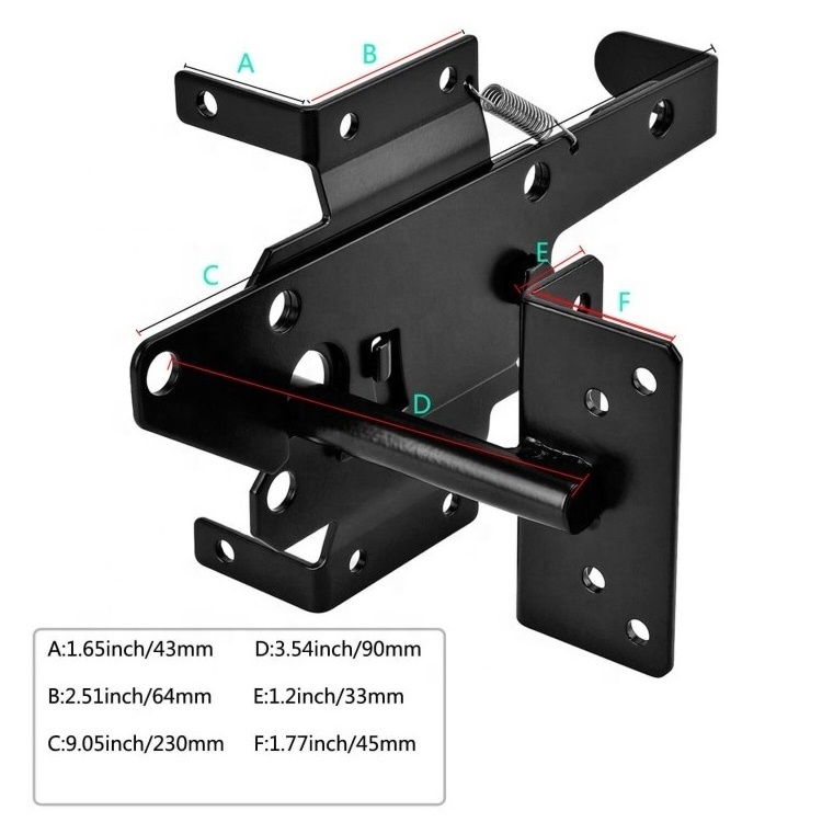 OEM Accepted Black Safety Pool Gate Post Latch Kit Spring Stainless Steel Wood Fence Vinyl Fence Gate Latch