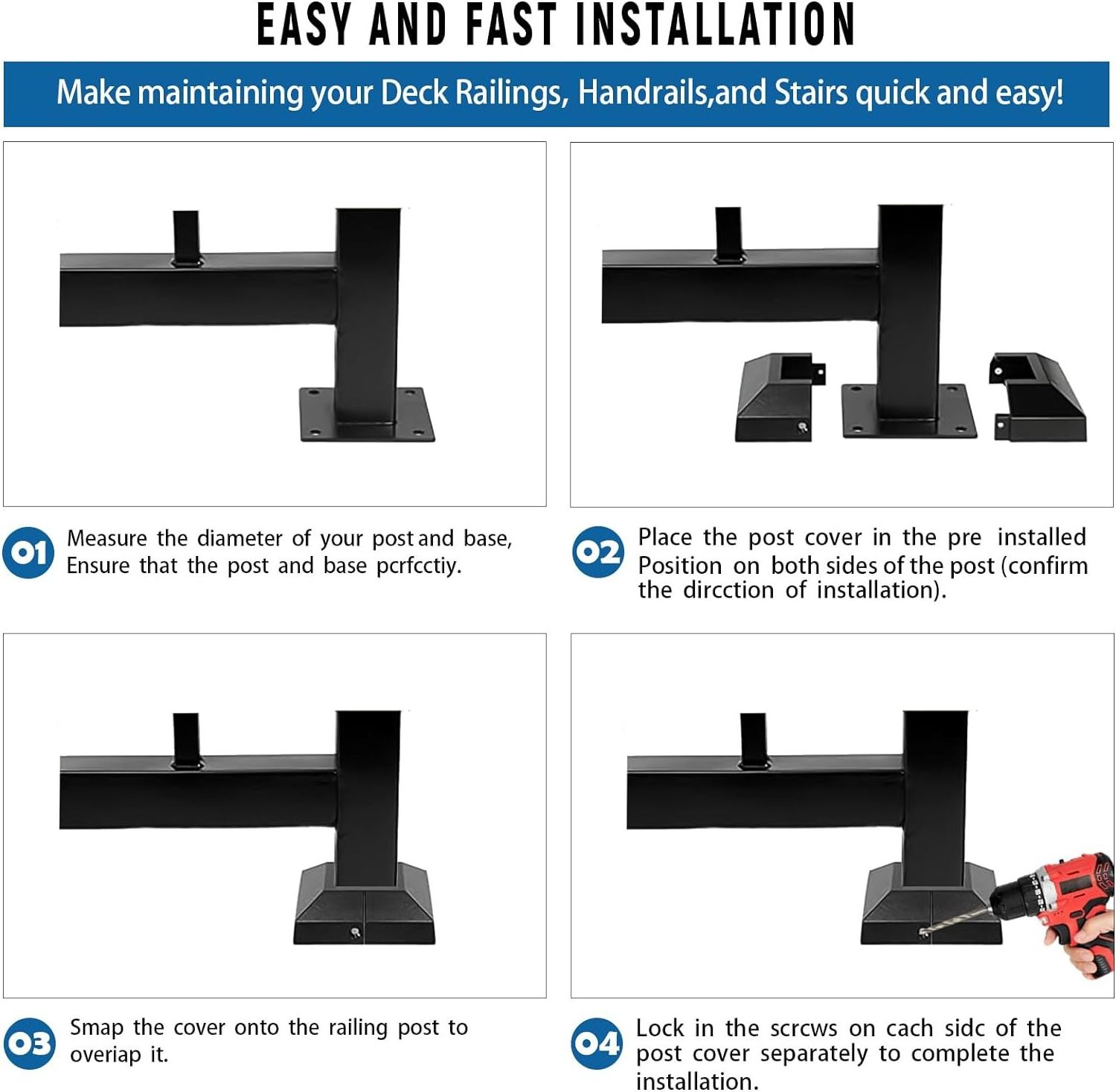 Black AL Post Cover Plate for 2 inch  Floor Flange Base Shoe for Railings Post Skirt Cover