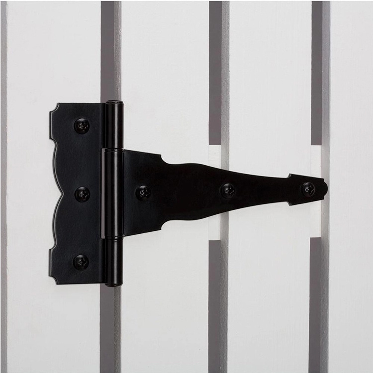 T-Strap Heavy Duty Shed Door Hinges Gate Strap Hinges Black Tee Hinge Wrought Hardware for Wooden Fences