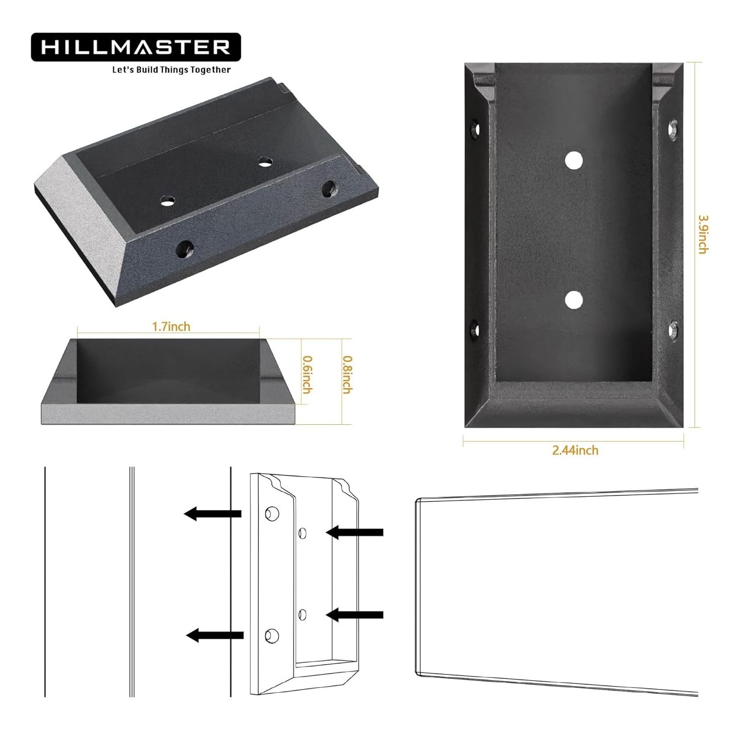 HILLMASTER 12pcs Deck Railing Brackets Connectors for 2x4(Actual 1.5x3.5in) Railing Wood Post Sturdy Nylon Deck Rail Brackets