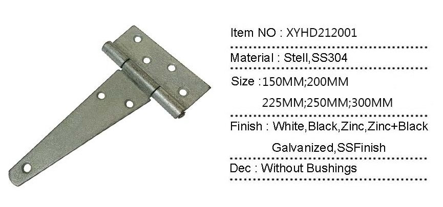 T-Strap Heavy  Duty Shed Hinge Gate Strap Hinge Door Barn Gates Hinges Black Wrought Hardware Iron Rustproof