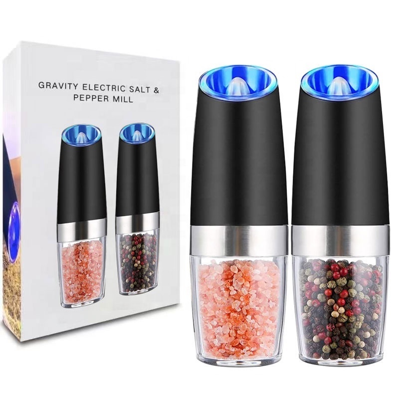 Wholesale Amz automatic operation stainless steel gravity electric mill pepper and salt grinder set