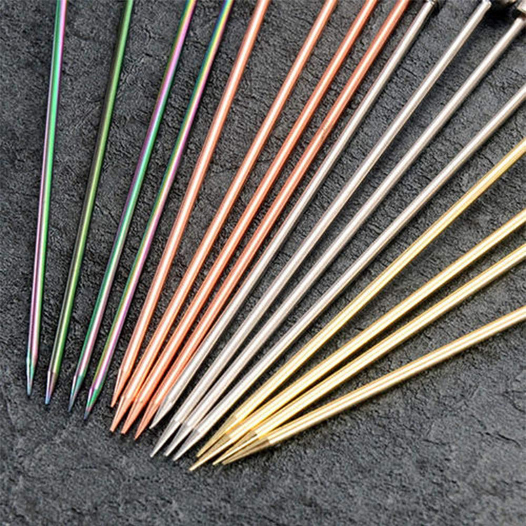 Food Grade Colorful Stainless Steel Cocktail Picks Fruit Stick Toothpicks