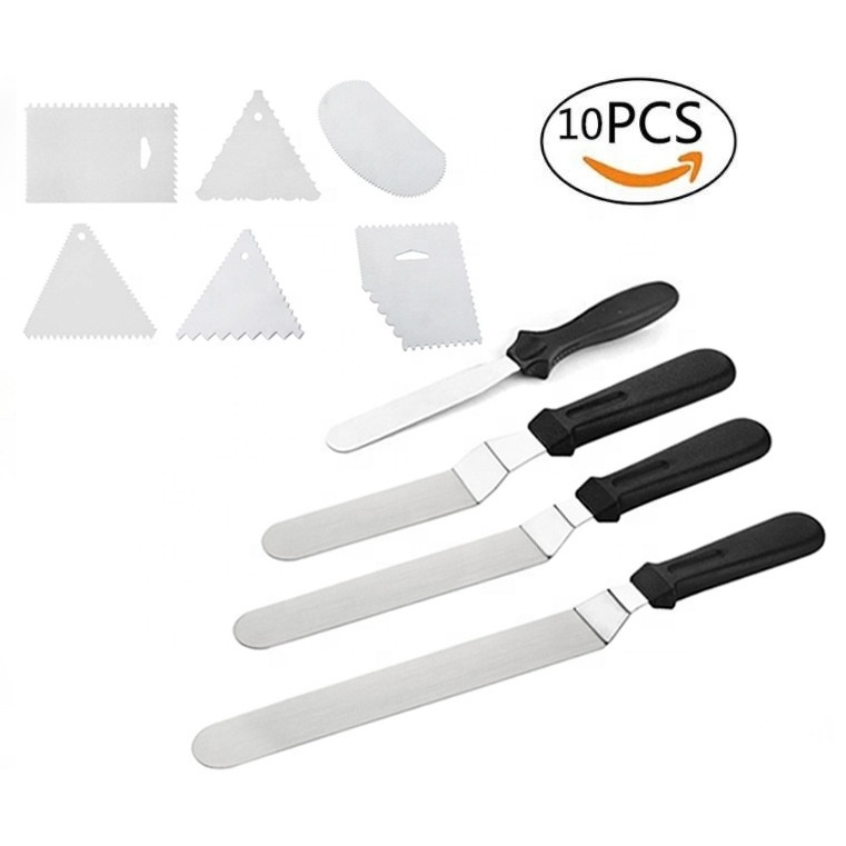 Wholesale Cake Decorating Angled Icing Spatula Set Stainless Steel Offset Frosting Spatulas