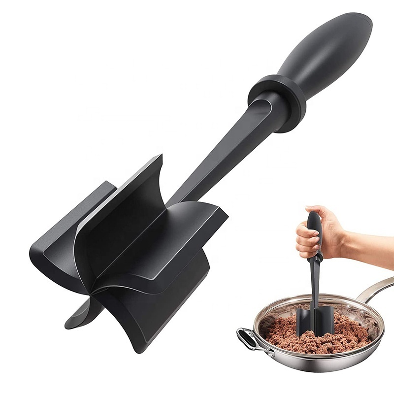 Wholesale 5 Curve Blades Ground Beef Masher Heat Resistant Meat Masher Tool Meat Chopper Hamburger Non-scratch Chopper Utensil