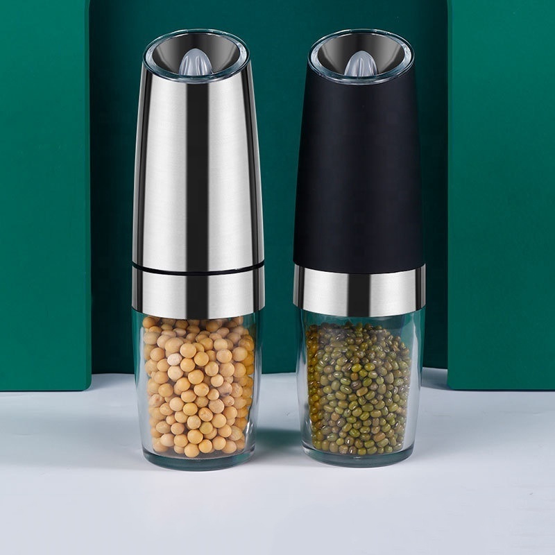 Wholesale Amz automatic operation stainless steel gravity electric mill pepper and salt grinder set