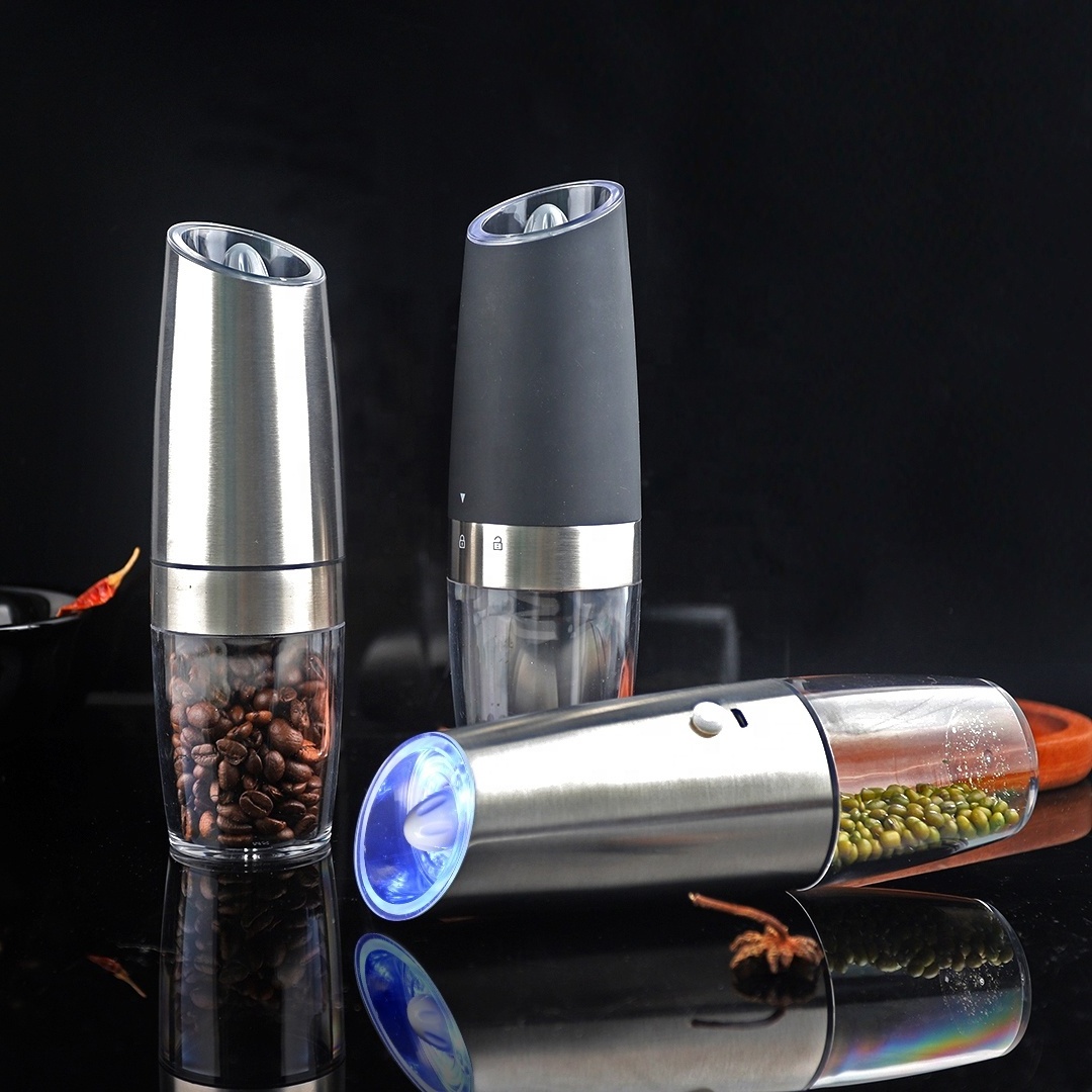 Wholesale Amz automatic operation stainless steel gravity electric mill pepper and salt grinder set