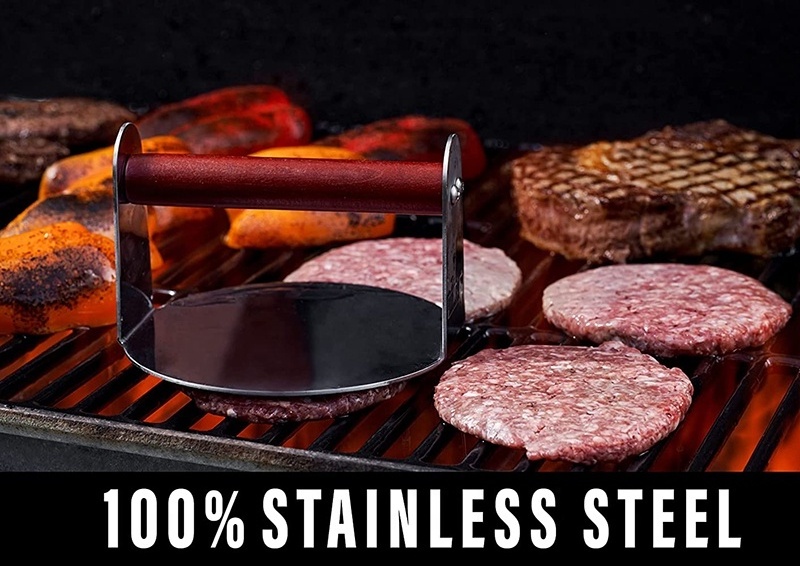 Amz Hot Sale Professional Griddle Grill Stainless Steel Bacon Burger Press Meat Press Burger Smasher Perfect For Flat