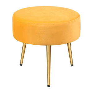 Round Footstool Ottoman Bench, Vanity Stool with Gold Legs