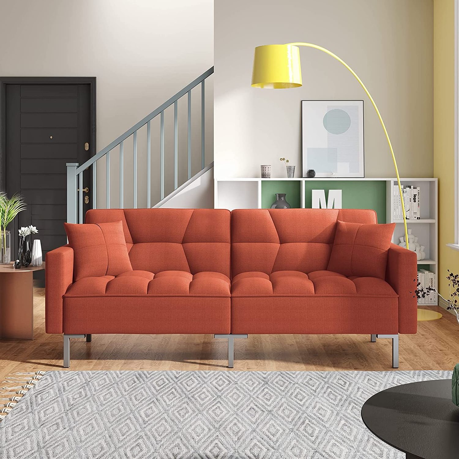 sofa 3 seat orange canape moderne 2 person living room furniture wholesale sofas suppliers upholstered scandinavian wood frame