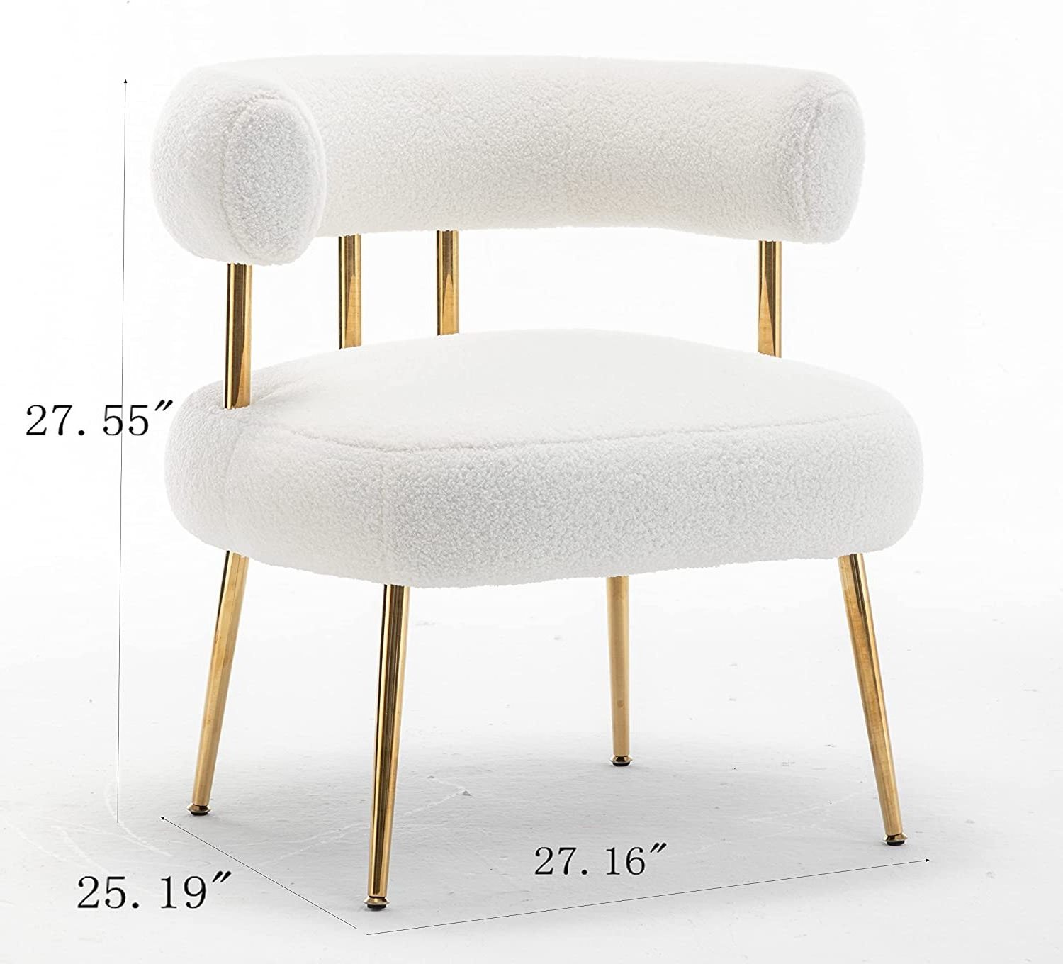 Accent Golden Stainless Steel Velvet Cream White Boucle Dressing Dining Room Chairs