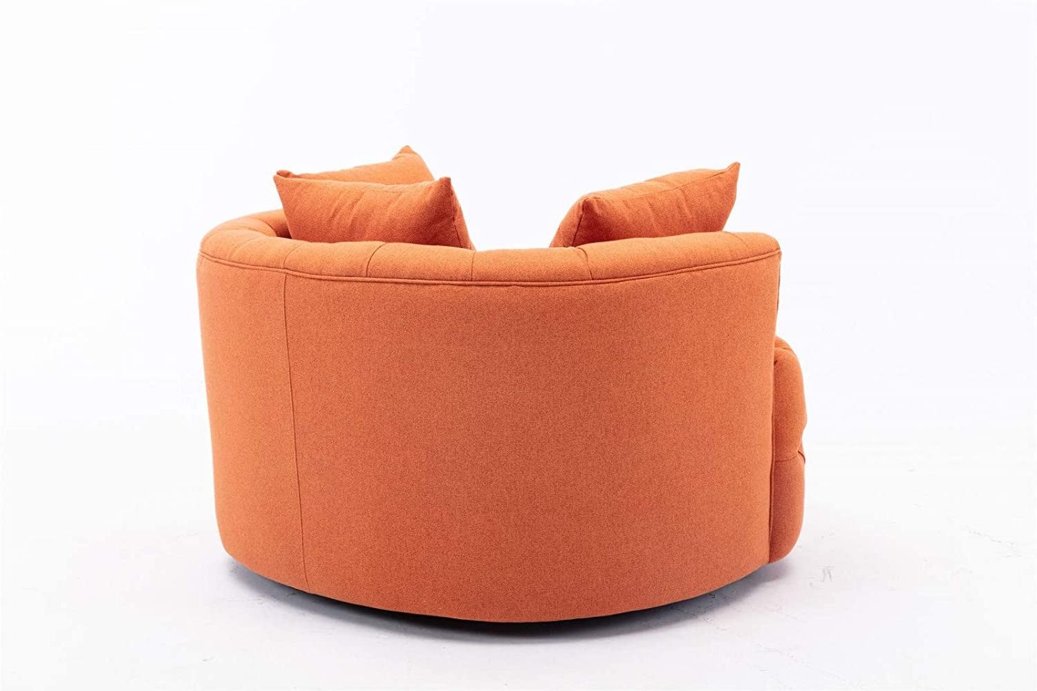 Home Modern Flax Leisure Chair Swivel Chair Barrel Chair Orange Color,360 Degree Rotating Wheel