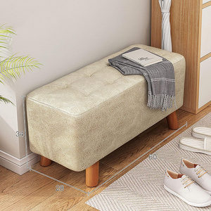 Entryway Shoe Bench,Upholstered End of Bed Bench Modern Ottoman Bench with Solid Wood Leg