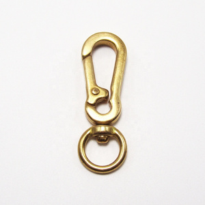 Brass Gourd Buckle Keychain Climbing Hook Car Keychain Strong Carabiner Shape Leather Craft Pet Leash Strap Bag Accessories