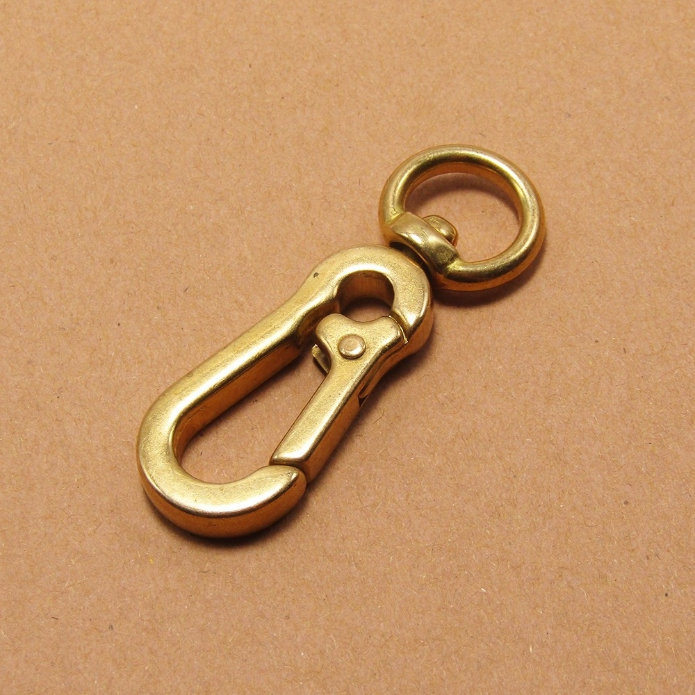 Brass Gourd Buckle Keychain Climbing Hook Car Keychain Strong Carabiner Shape Leather Craft Pet Leash Strap Bag Accessories