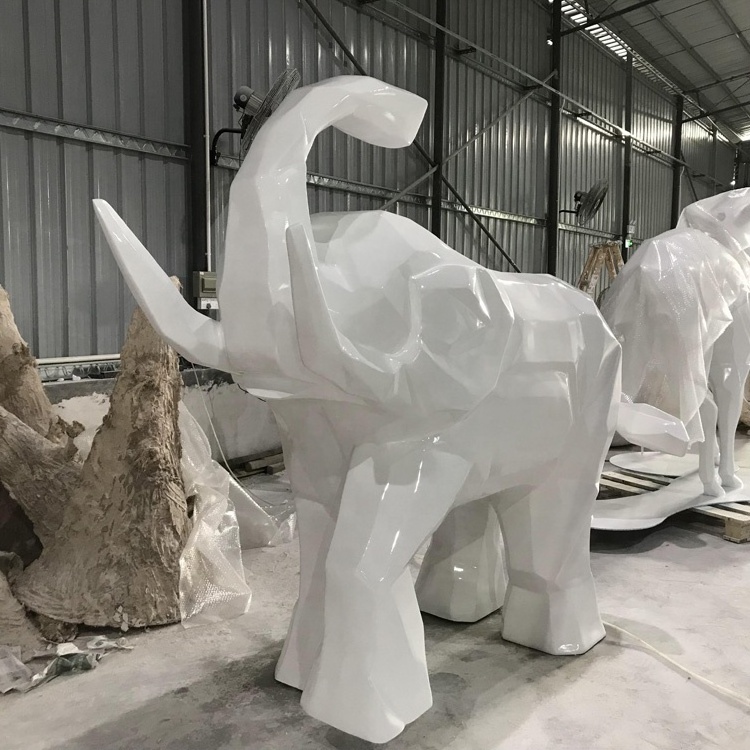 Fiberglass abstract white elephant Art sculpture animal model elephant  Scenic spot decorative statue customization