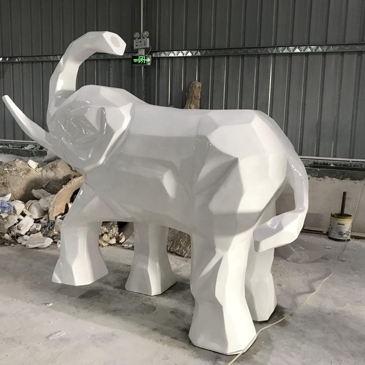 Fiberglass abstract white elephant Art sculpture animal model elephant  Scenic spot decorative statue customization