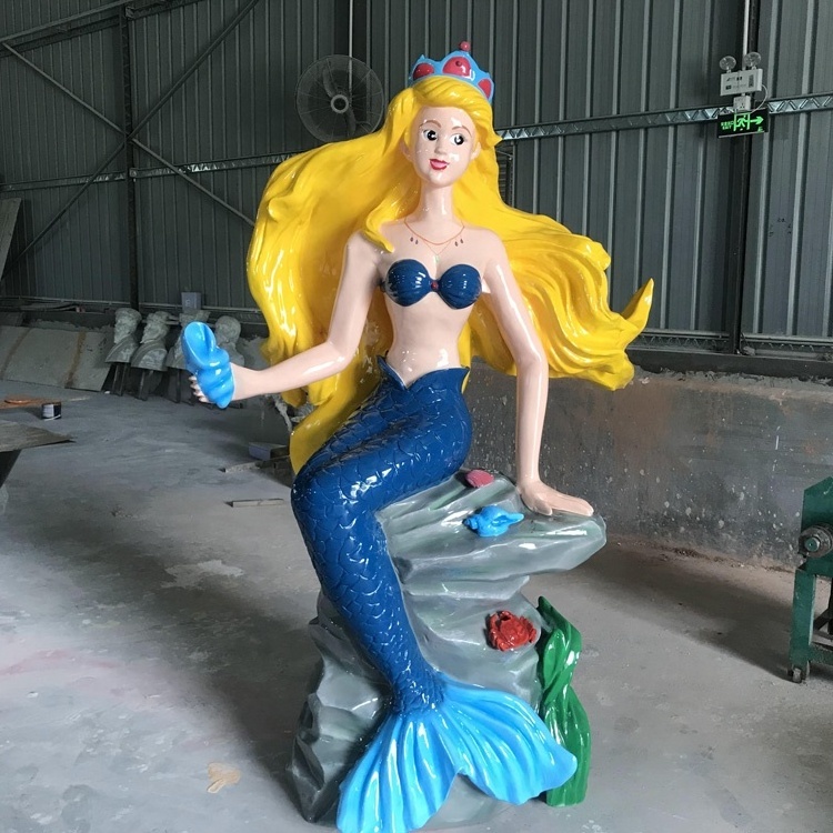 Fiberglass mermaid cartoon Custom Marine animal sculpture Mermaid cartoon ornaments Shark who the statue