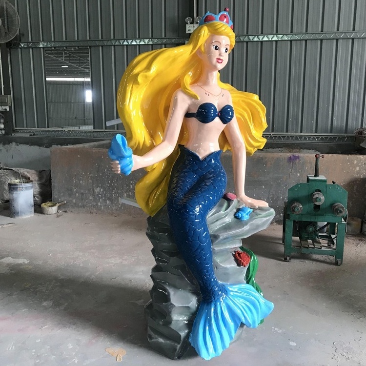 Fiberglass mermaid cartoon Custom Marine animal sculpture Mermaid cartoon ornaments Shark who the statue