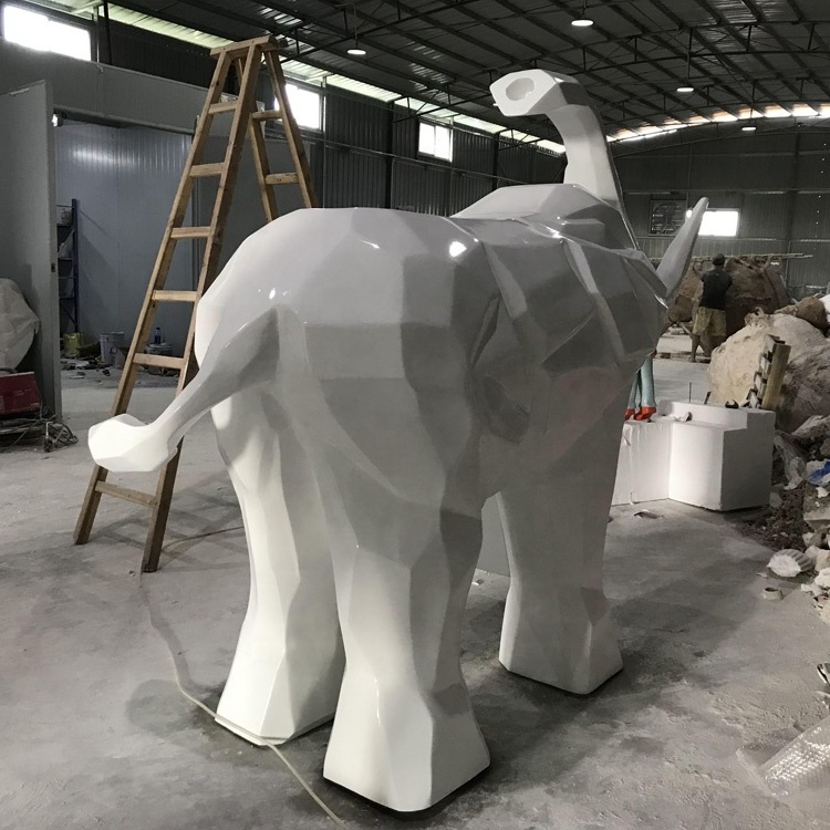 Fiberglass abstract white elephant Art sculpture animal model elephant  Scenic spot decorative statue customization