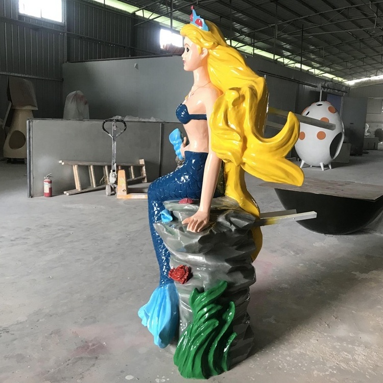 Fiberglass mermaid cartoon Custom Marine animal sculpture Mermaid cartoon ornaments Shark who the statue