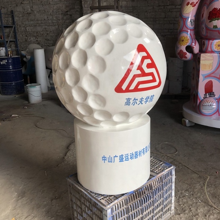 Fiberglass golf ball sculpture Gymnasium welcome sculpture The ball model Outdoor art statue decoration customization