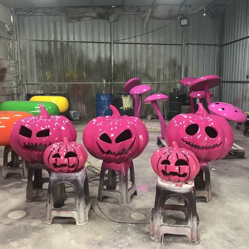 Fiberglass pumpkin Grimace statue Custom factory Outdoor decoration sculpture  head fruit Painted mushroom resin artifact