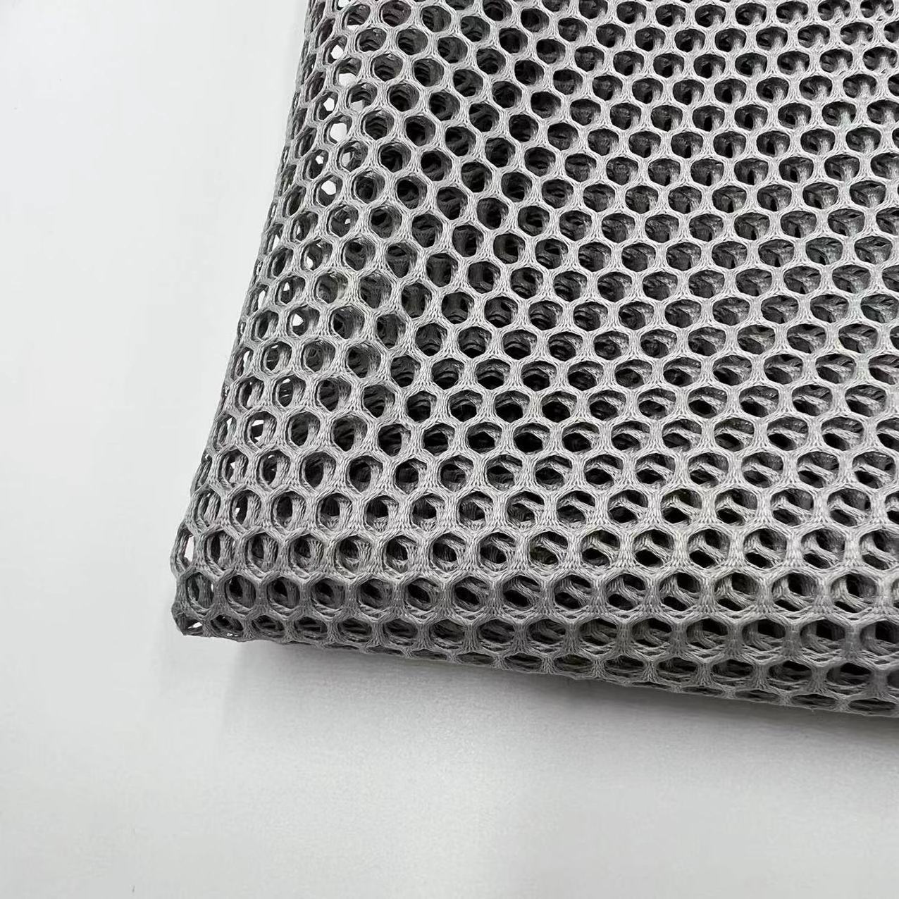 Custom honeycomb 100% polyester hexagon diamond hollow out mesh fabric 3d air mesh fabric spacer sandwich cloth