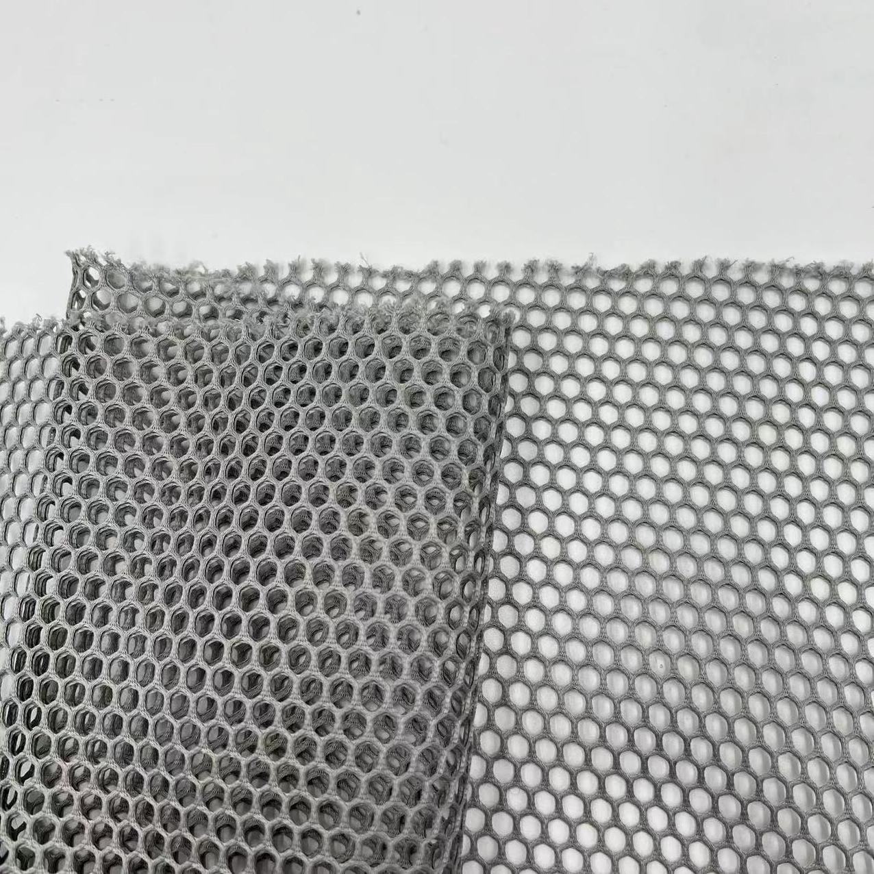 Custom honeycomb 100% polyester hexagon diamond hollow out mesh fabric 3d air mesh fabric spacer sandwich cloth