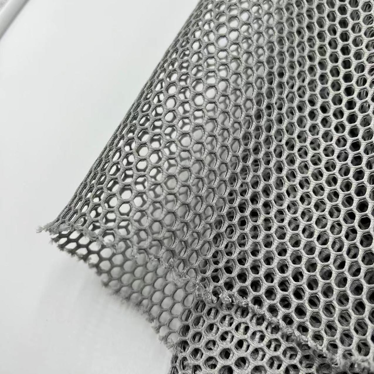 Custom honeycomb 100% polyester hexagon diamond hollow out mesh fabric 3d air mesh fabric spacer sandwich cloth