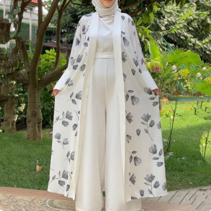 New Top Best Selling 2pcs Sets Arabic Supplier Long Sleeve Ladies Islamic Clothing Abaya Muslim Women Dress With Jumpsuits