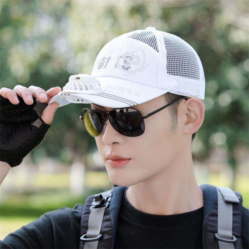 Wholesale Custom Blank Mens Solar Charger Snapback Hat Solar Powered Fan Cap Hat With Fan Solar